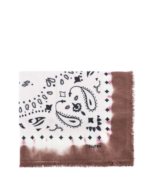 Kujten Pink Écharpe Frangée À Imprimé Cachemire