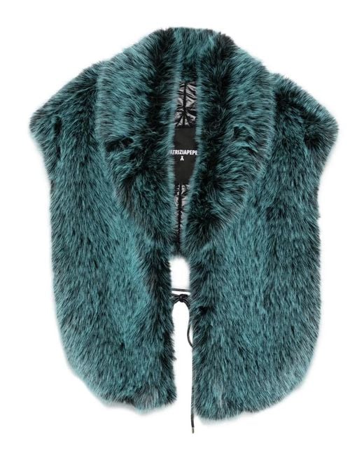Patrizia Pepe Green Faux-Fur Collar