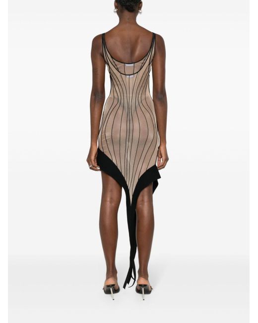 Mugler Natural Asymmetrisches Kleid im Layering-Look