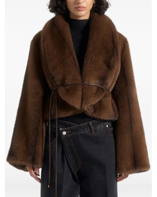 Manière De Voir Brown Nola Belted Faux-Fur Jacket