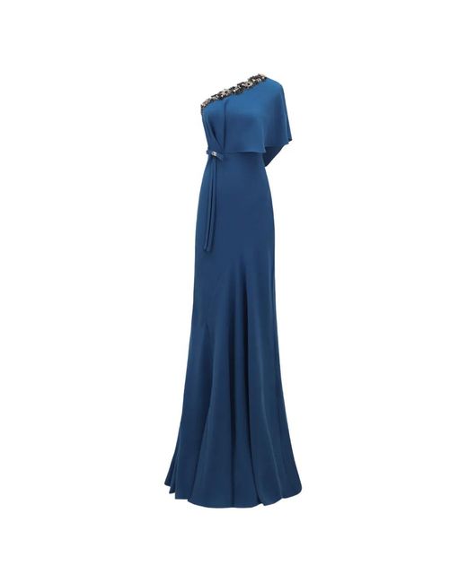 Gemy Maalouf Blue Embellished Maxi Dress