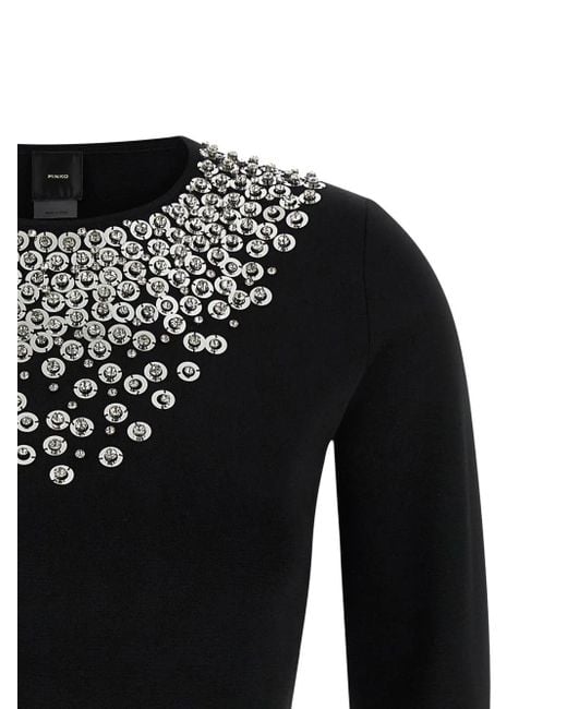 Pinko Black Crystal-Embellished Sweater