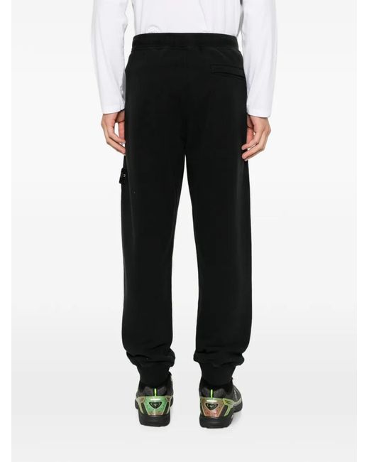 Stone Island Black Logo-Patch Track Pants for men