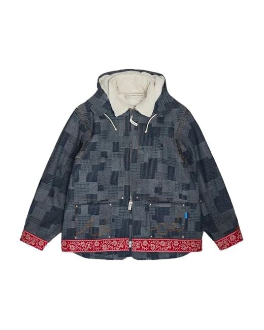 Advisory Board Crystals Denim Jack Met Kristallen Ringlets En Patchwork in het Blue voor heren
