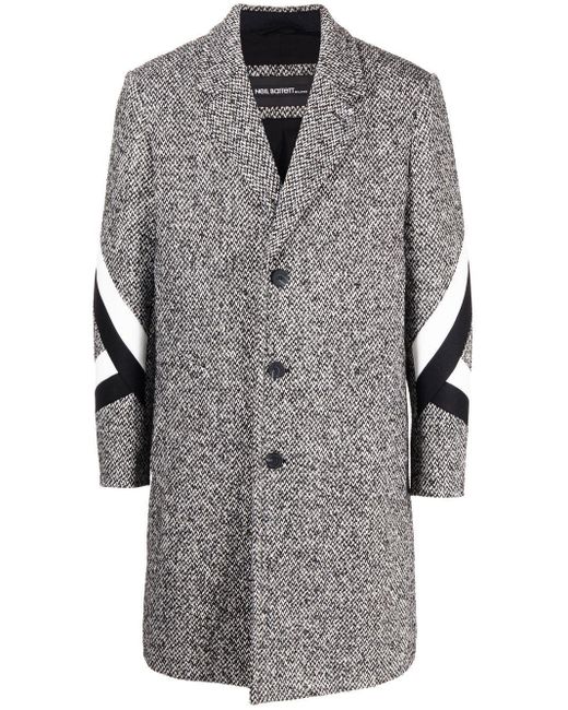 Neil Barrett Gray Stripe-sleeve Single-breasted Coat for men