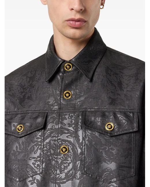 Sobrecamisa Con Motivo Barocco En Relieve Versace de hombre de color Black