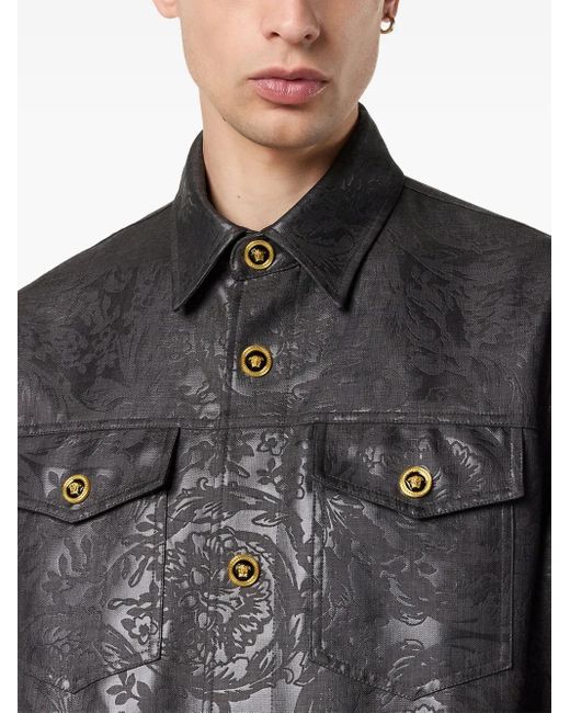 Sobrecamisa Con Motivo Barocco En Relieve Versace de hombre de color Black