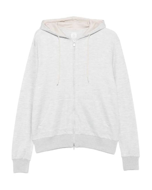 Eleventy White Zip-Up Hoodie for men