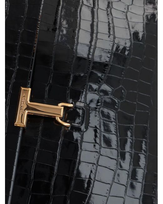 Bolso de mano con efecto de piel de cocodrilo Tom Ford de hombre de color Black