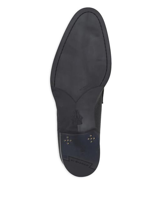 Di Bianco Blue Aviano Almond-Toe Textured Loafers for men