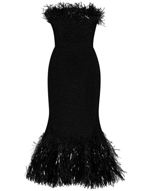 Robe à motif grille brodé Oscar de la Renta en coloris Black