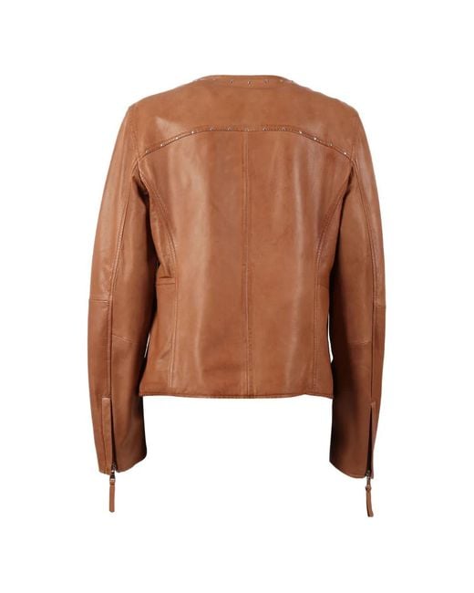 Bully Brown Stud-Embellished Leather Jacket