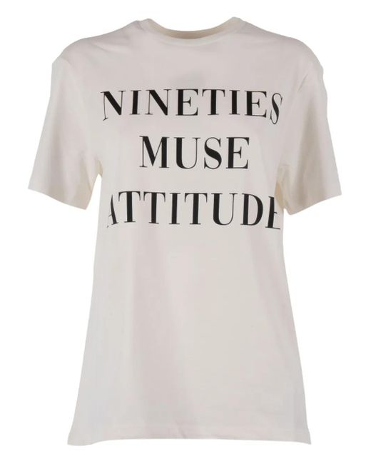 T-Shirt En Coton À Slogan Imprimé Elisabetta Franchi en coloris White
