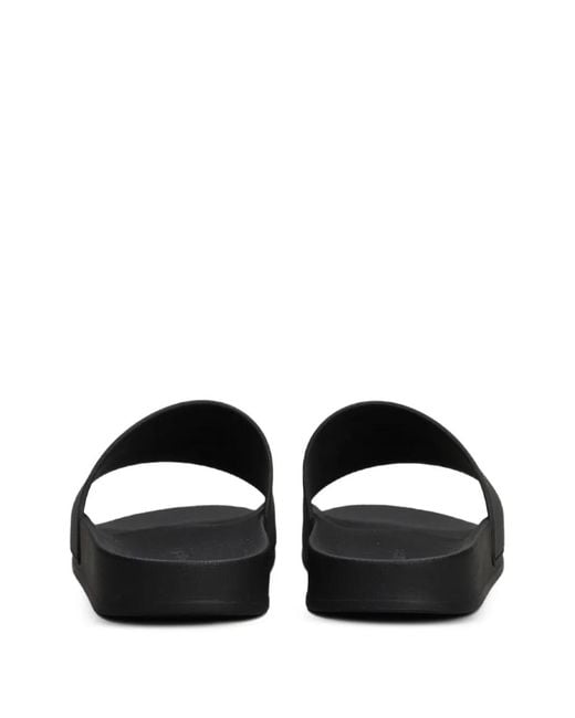 Palm Angels Black Logo Pool Slides for men