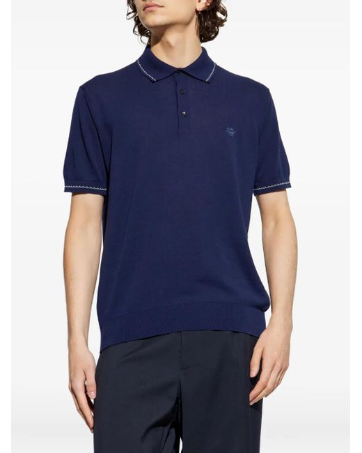 Etro Blue Polo Shirt With Contrast Collar for men