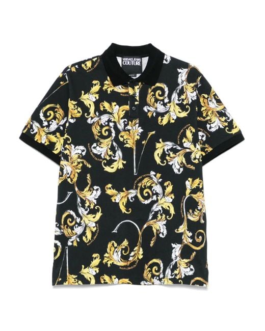 Versace Jeans Couture Green Baroccoflage-Print Polo Shirt for men