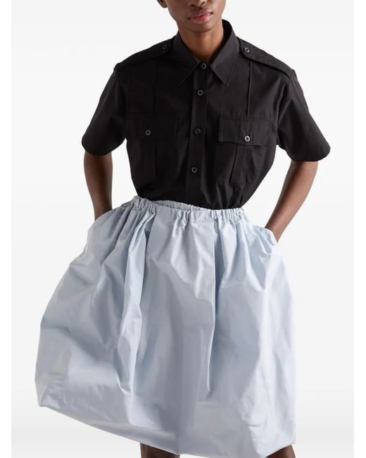 Prada Blue Elastic-Waist Mini Skirt