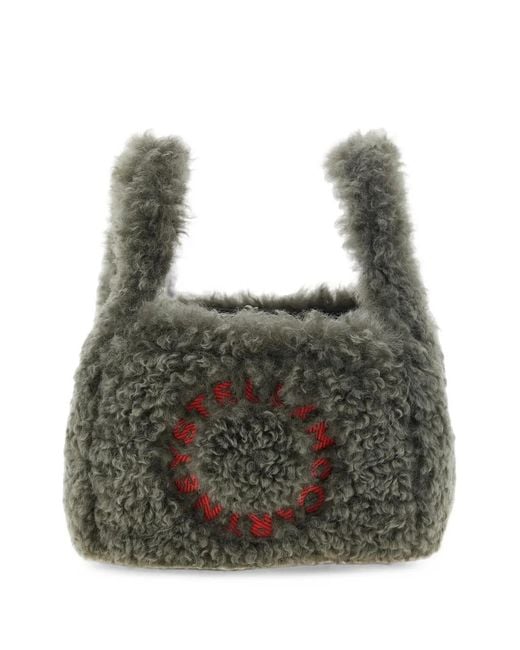 Stella McCartney Multicolor Logo-Embroidered Shearling-Effect Shoulder Bag