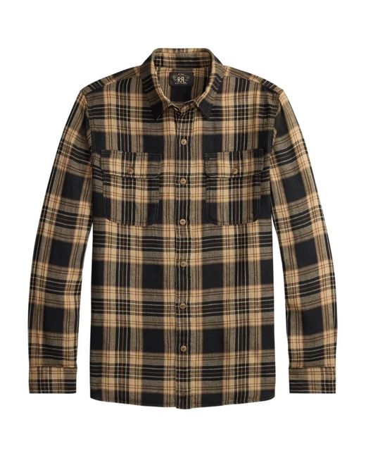RRL Brown Plaid-Pattern Shirt for men