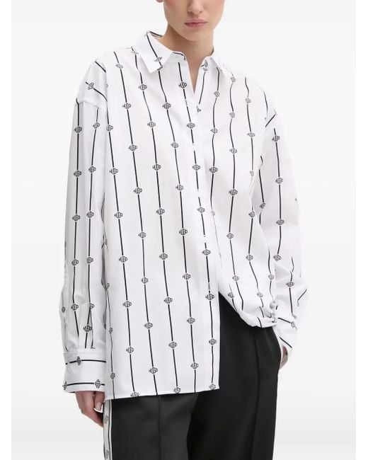 HUGO モノグラム ストライプ シャツ White