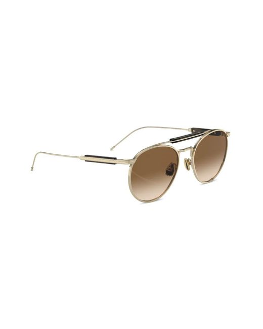 Brunello Cucinelli Brown Lunettes De Soleil Bc2004St À Monture Ronde