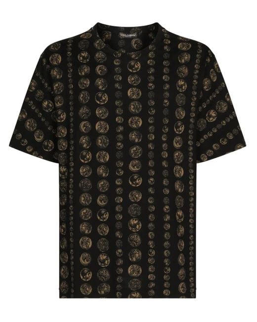 Dolce & Gabbana Black Graphic-Print Short-Sleeve T-Shirt for men
