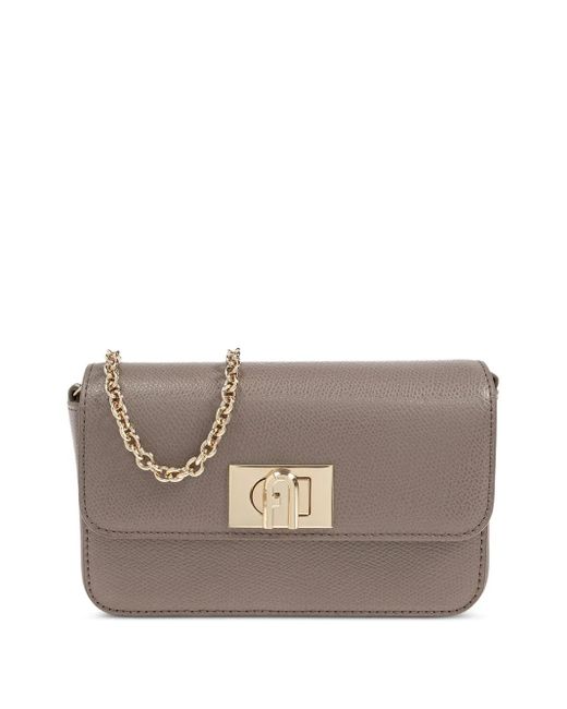 Furla 1927 レザーショルダーバッグ Gray