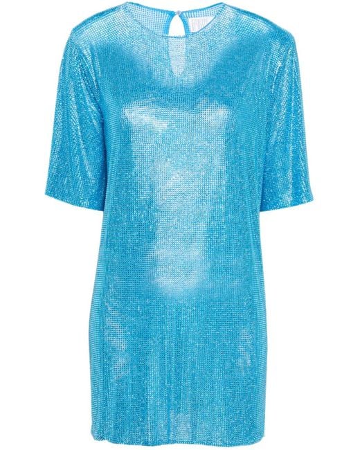 GIUSEPPE DI MORABITO Blue Crystal-Embellished T-Shirt Dress