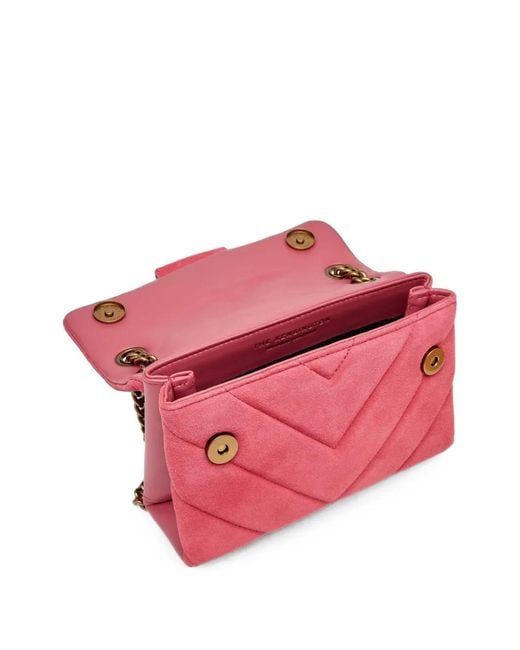 Kurt Geiger Red Kensington Quilted Suede Shoulder Bag