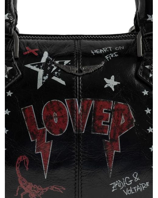 Zadig & Voltaire Black Star-Print Leather Clutch Bag