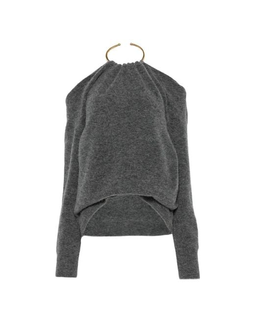 DARKPARK Gray Erin Halterneck Cold-Shoulder Sweater