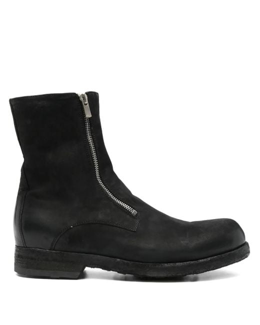 Officine Creative Black Zip-Detail Leather Boots for men