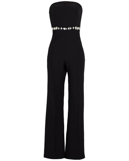 retroféte Black Glenda Crystal-Embellished Bandeau Jumpsuit