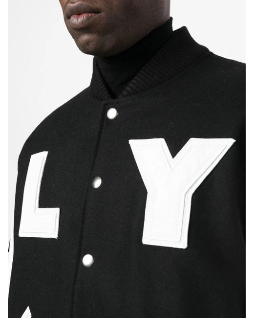 1017 ALYX 9SM Black Logo-Print Varsity Jacket for men