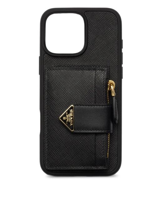 Prada Black Saffiano Leather Iphone 16 Pro Max Case