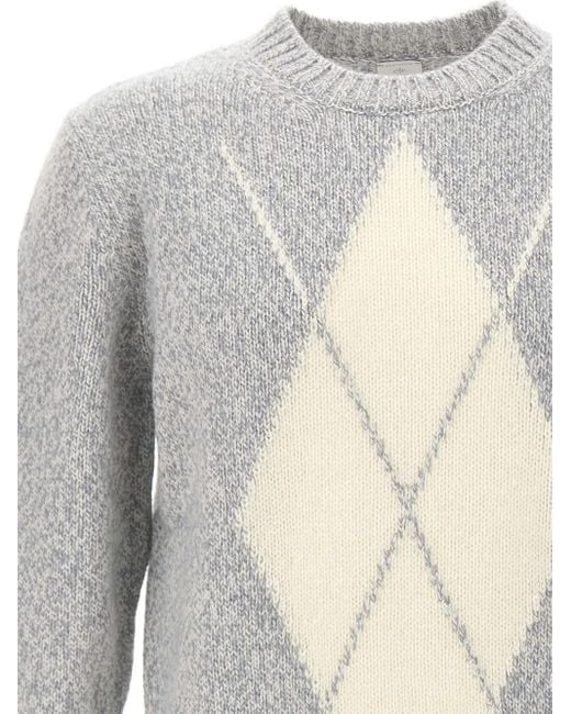 メンズ Eleventy Geometric-pattern Wool Sweater Gray