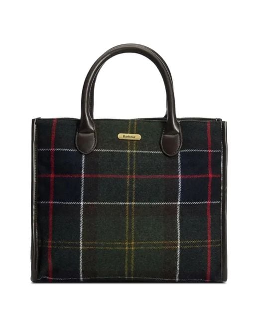 Barbour Black Barrhill Tartan-Check Tote Bag