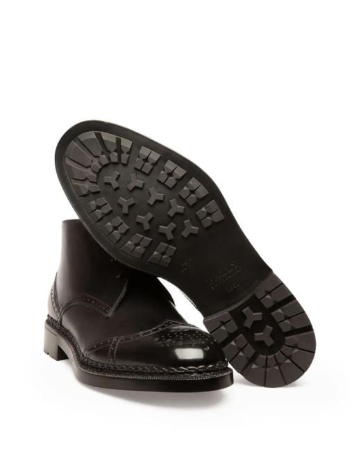 Bally Black Oktavio Leather Brogue Boots for men