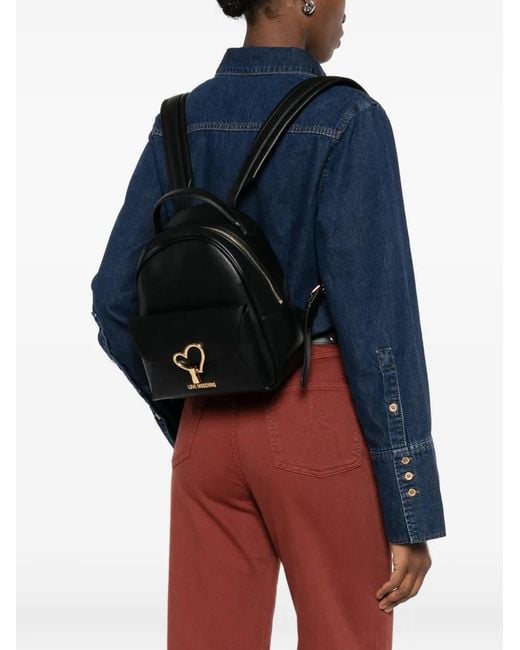 Love Moschino Black Backpack with Red Heart Love Moschino Backpack Love Moschino Women main image 2