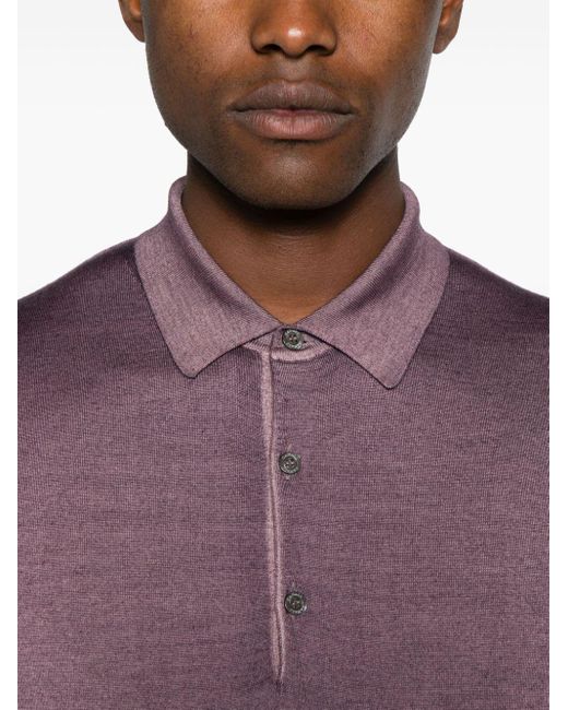 Canali Purple Mélange-effect Polo Shirt for men