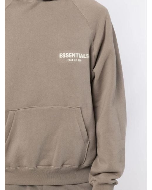 Fear Of God Gray Logo-Print Long-Sleeve Hoodie for men