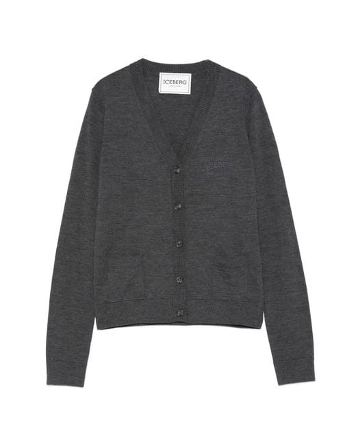 Iceberg Gray V-Neck Cardigan