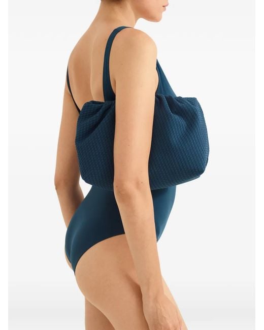 Eres Blue Geometric-Pattern Clutch Bag