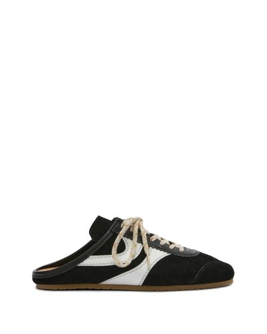 Dries Van Noten Black Baskets Mules À Rayures En Daim