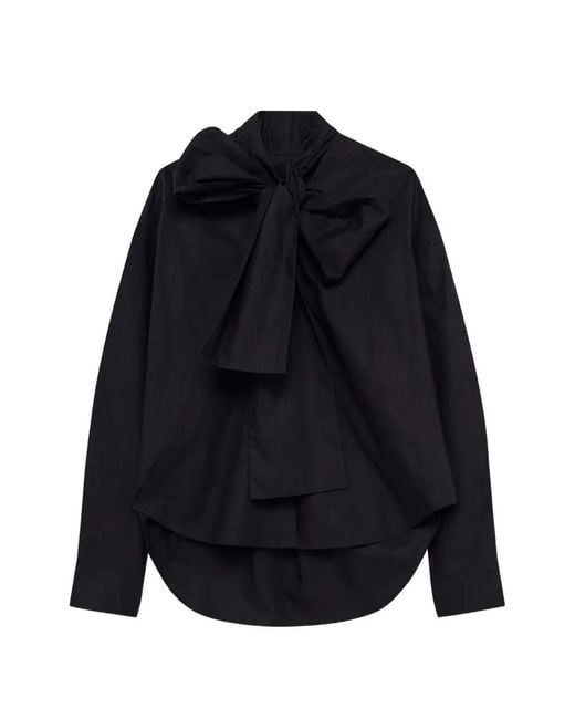 MSGM Blue Bow-Detail Pussy-Bow Blouse