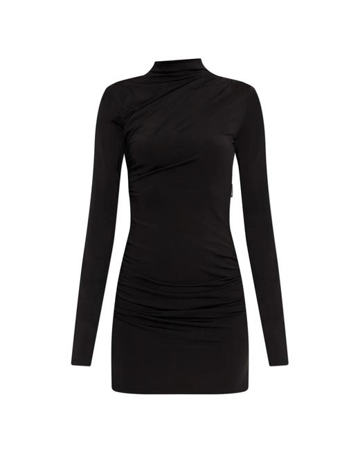Off-White c/o Virgil Abloh Black Ruched Long-Sleeve Mini Dress