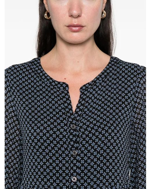Marc O' Polo Blue Button Geometric Mini Dress