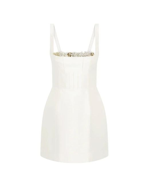 Rachel Gilbert White Ludovica Floral Embellished Mini Dress