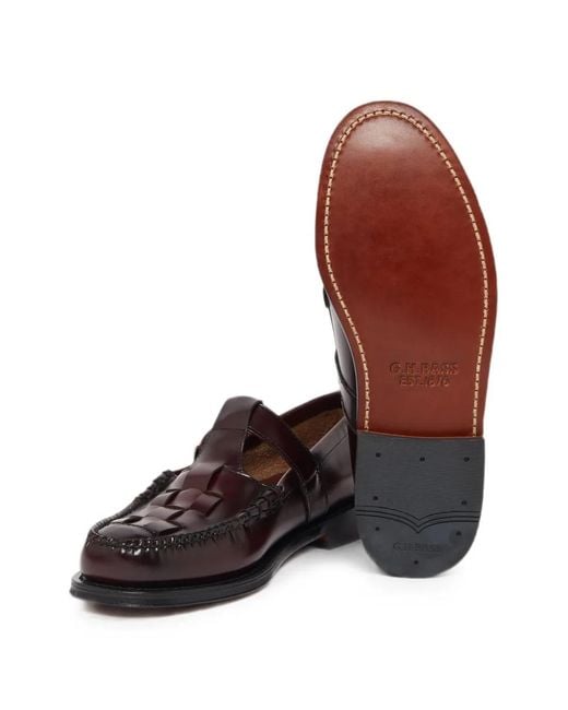 G.H.BASS White Weejuns Fisherman Woven Leather Loafers for men