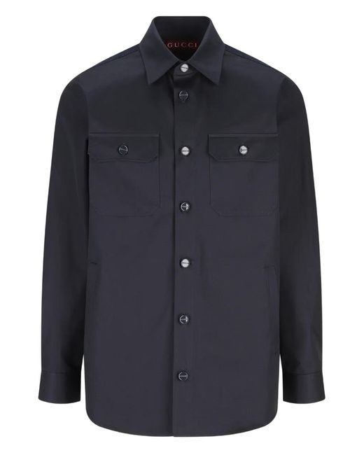 Gucci Blue Classic Button-Up Shirt for men